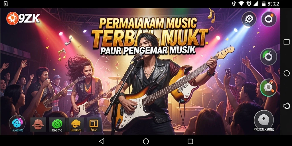 Tampilan gameplay seru dari aplikasi 9ZK yang menampilkan aksi musik.