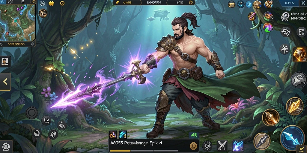 Screenshot gameplay ASG55 menampilkan pertarungan epik di dunia MMORPG.