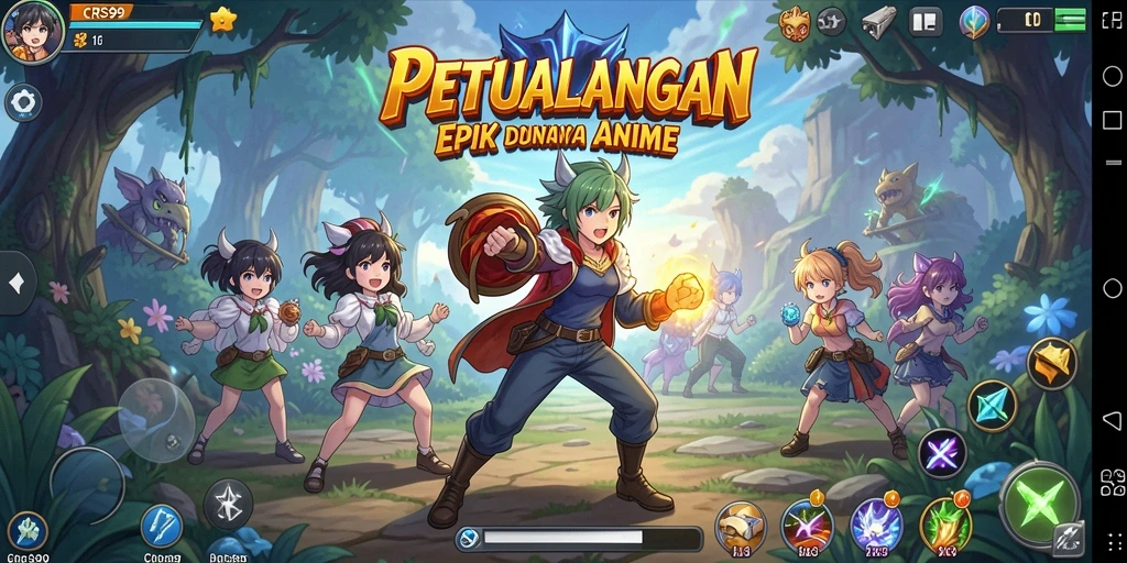 Tangkapan layar CRS99 menunjukkan pertarungan epik karakter Anime.