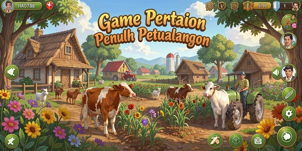Screenshot gameplay HAO788 menunjukkan aktivitas pertanian yang seru.