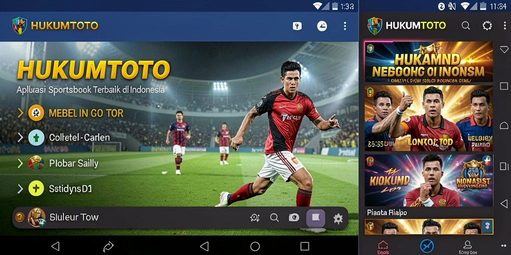 Tampilan menarik dari aplikasi HUKUMTOTO dengan fitur taruhan olahraga.