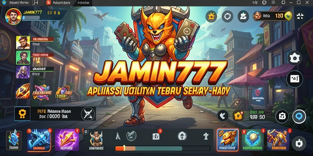 Tampilan antarmuka utama aplikasi Utility JAMIN777 yang interaktif.