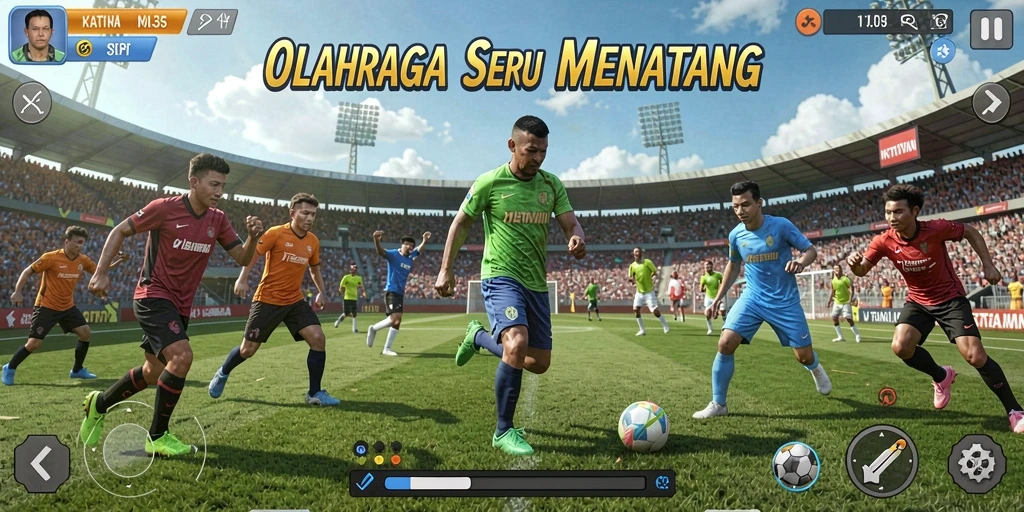 Screenshot gameplay KATAWIN menunjukkan pemain menikmati olahraga virtual.