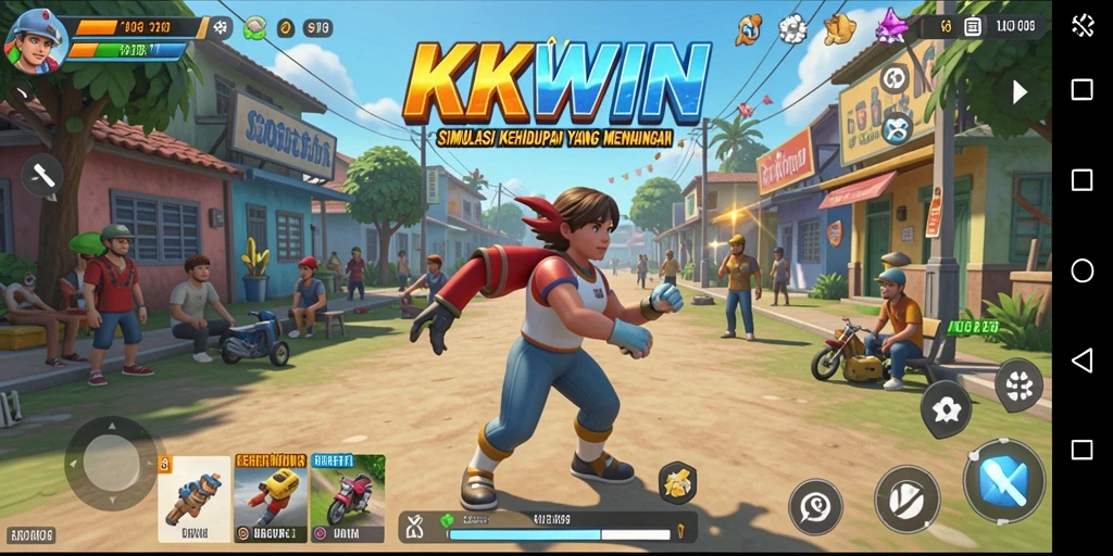 Screenshot gameplay KKWIN yang menunjukkan simulasi kehidupan yang dinamis.