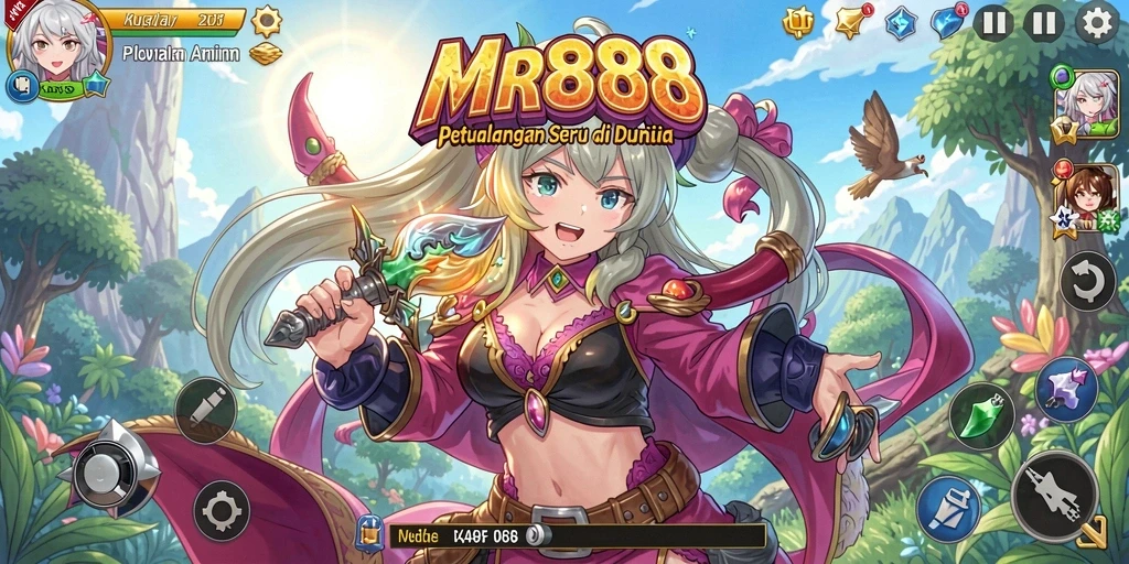 Screenshot MR888 menampilkan pertarungan epik di dunia Anime.