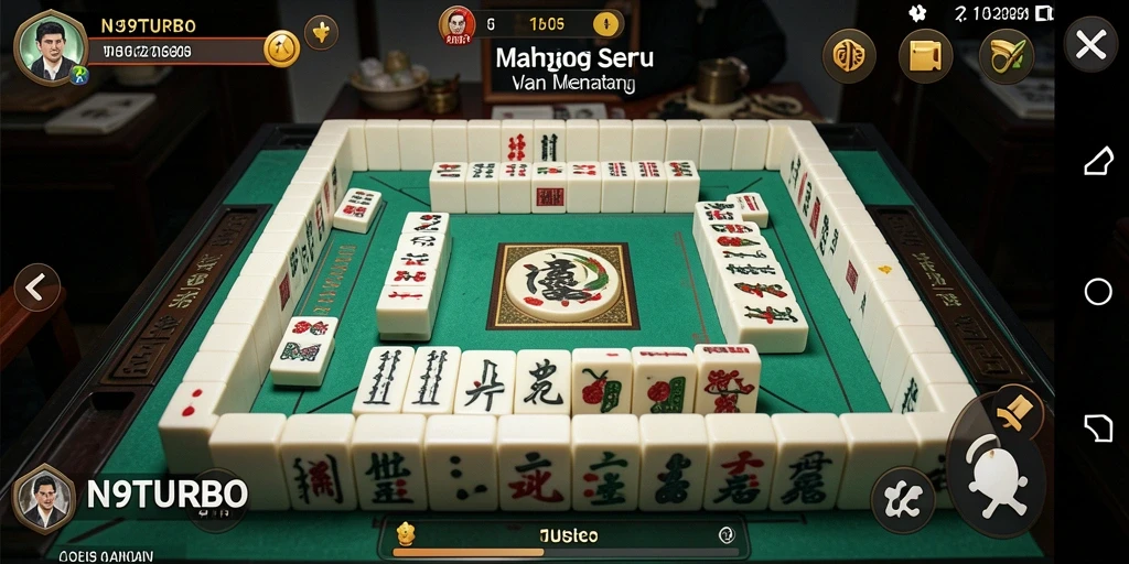 Screenshot gameplay menarik N9TURBO menunjukkan tantangan <strong>Mahjong</strong>.