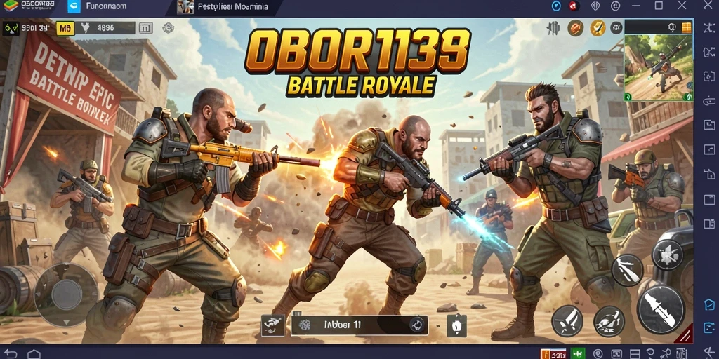 Tangkapan layar utama OBOR138 menunjukkan pemain beraksi dalam pertempuran Battle Royale.