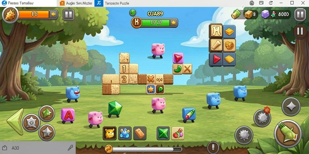 Screenshot gameplay OJA89 menampilkan momen mendebarkan dalam menyelesaikan puzzle.