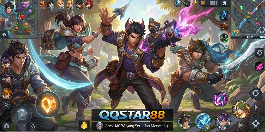 Tangkapan layar gameplay QQSTAR88 menunjukkan aksi seru dalam pertempuran tim.