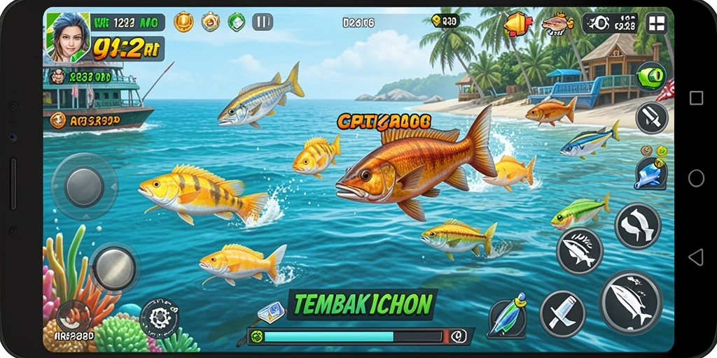 Tampilan utama gameplay <strong>RP62RP</strong> saat menangkap ikan.