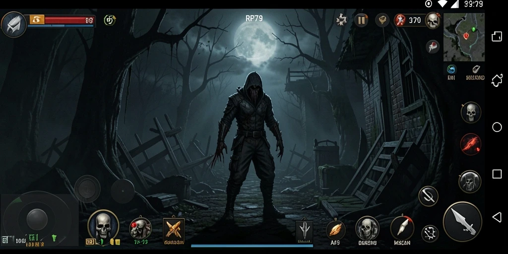 Tampilan gameplay menegangkan dengan suasana horror yang kental.