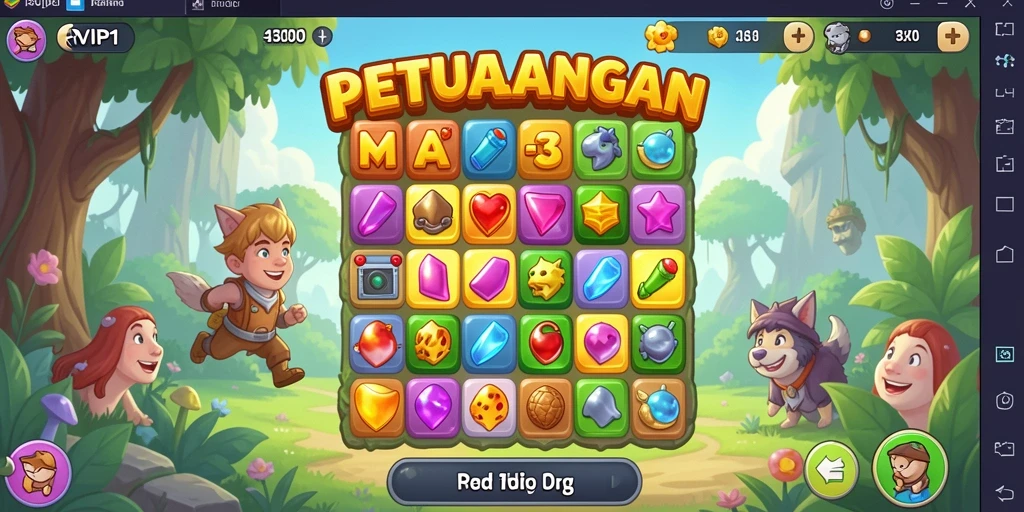 Tampilan menarik dari gameplay RVIP1 dengan elemen Match-3.