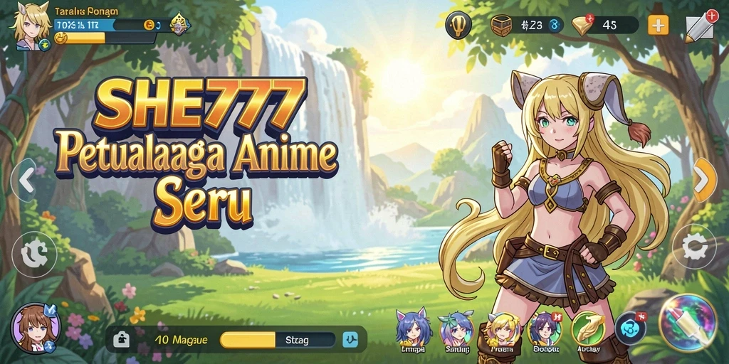 Tampilan seru dari gameplay SHE777 dengan karakter-karakter anime.